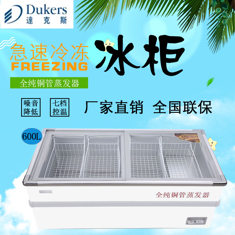 达克斯WD-600D卧式商用冰柜全铜管展示柜急速冷冻柜推拉门保鲜柜