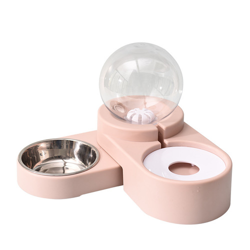 Internet celebrity spherical pet cat bowl double bowl automatic drinking cat bowl non-wet mouth food bowl anti-dog rice bowl dog bowl dog bowl