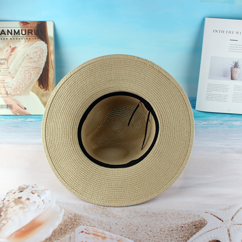 Sombrero de paja de papel británico de las mujeres europeas y americanas sombrero de sol de verano sombrero de Sol de ala plana sombrero de paja de ala grande sombrero de playa al por mayor