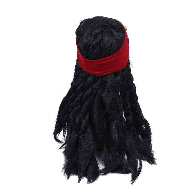 Captain Jack Sparrow, a pirate, wore a wig for both men and women, with decorative wooden beads and dreadlocks. He performed a wig and a wig detail image 4