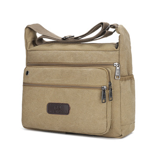 Men's canvas large capacity shoulder bag messenger bag casual travel bag New Business All-match crossbody bag men's big bag
