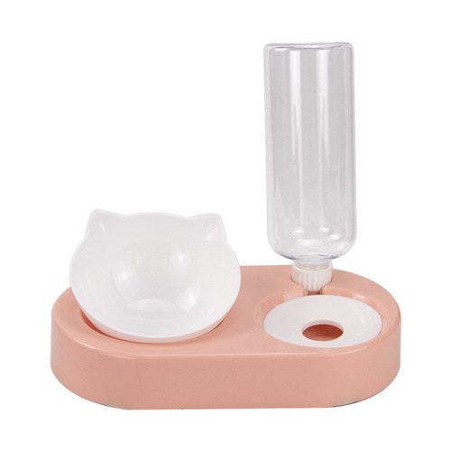 Factory direct supply of new pet drinking water feeder, automatic refilling cat food bowl, slanted mouth cat bowl, pet bowl