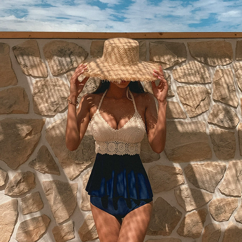 Брендовое sexy вязаное разделенное купальник, облегающий