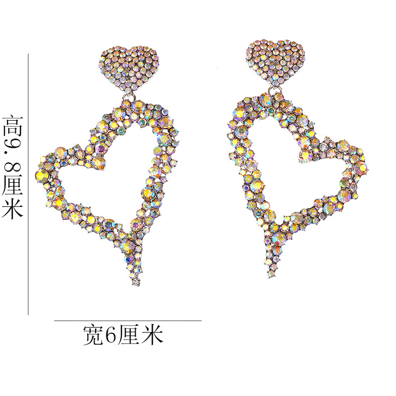 New 925 Silver Post Artificial Rhinestone Hollow Love Earrings For Women Wholesale display picture 2
