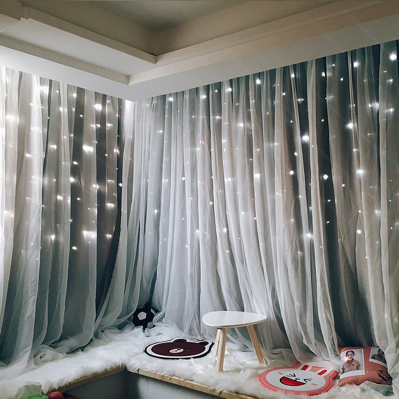 Full Shading Curtain Princess Style Simple Modern Hollow Star Bedroom Floating Window Screen Nordic New ins Internet Celebrity Finished Product