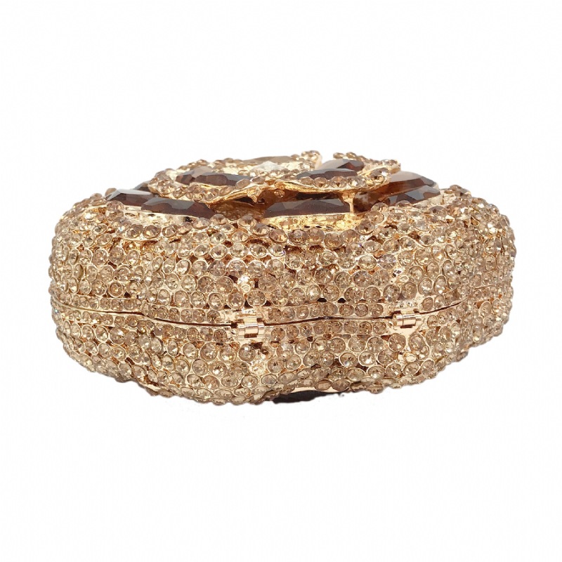Túi clutch dạ hội kim loại đính kim cương, xách tay nữ thời trang dự tiệc — Màu đen, Đế Vàng Kim Cương, Nền vàng kim cương trắng, Màu bạc chi tiết 31