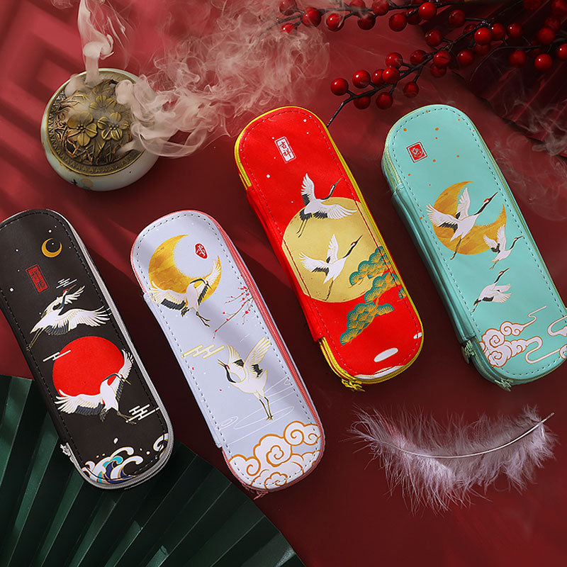 藝藍中國風筆盒簡約古風大容量雙層筆袋初中小學男女生收納文具盒