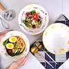 Japanese -style ceramic double -eared soup noodle bowl home bucket bowl noodle noodle noodle ramen bowl retro fruit salad bowl