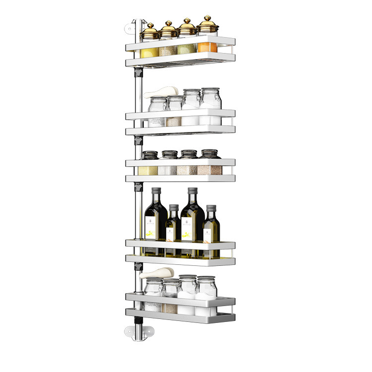 一件代发304不锈钢免钉免打孔多功能转角旋转壁挂厨房调料置物架