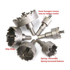 Stainless steel hole puncher 22-65mm 6-piece set, tungsten carbide hole punch, aluminum metal expansion drill bit