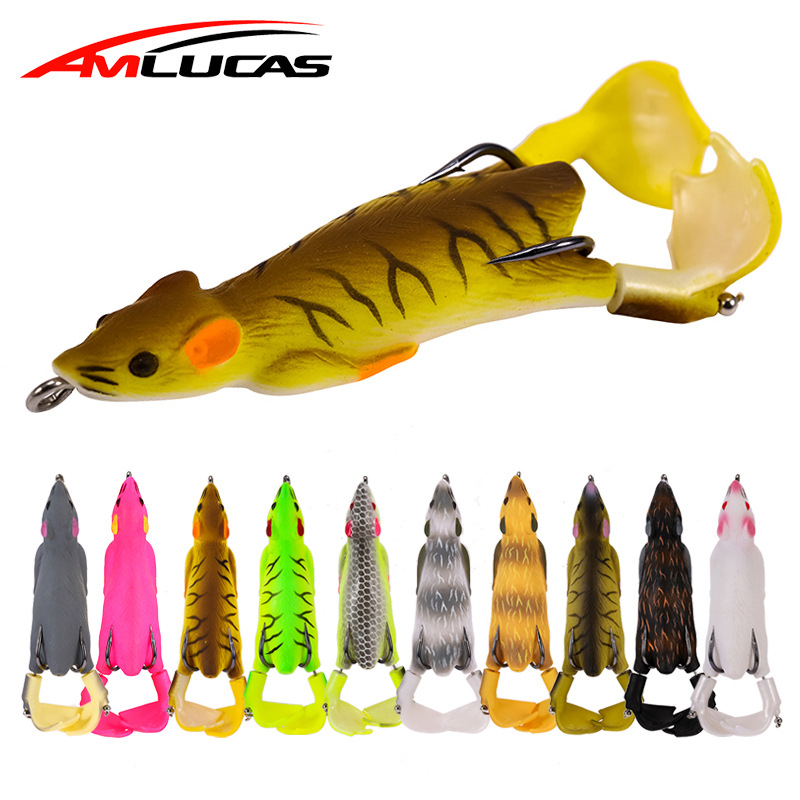 路亞假餌老鼠雷蛙 9.5cm 11.8g 黑魚專殺水面拖拉機路亞餌螺旋槳