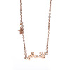 Golden necklace with letters stainless steel, pendant, chain for key bag , European style, English letters, pink gold