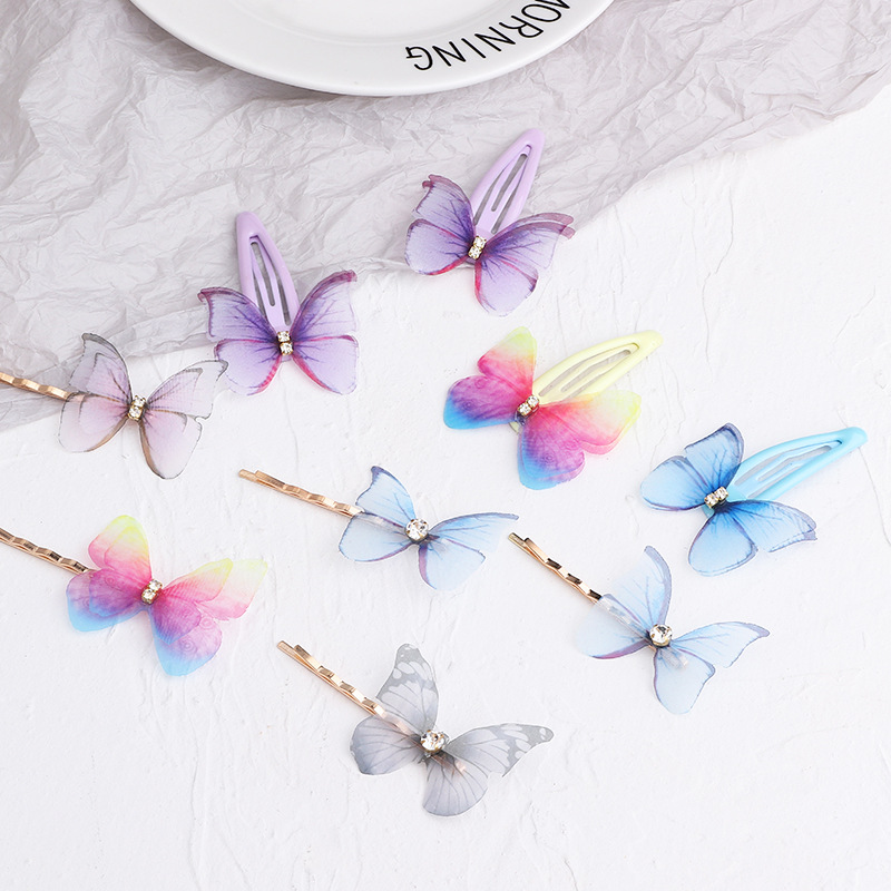 Korean  Children's Colorful Butterfly Bangs Word Clip Top Clip  Set display picture 5