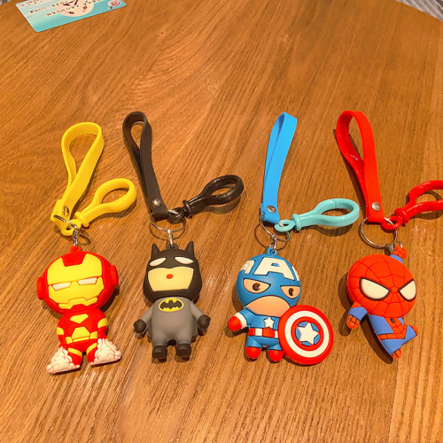 Avengers Cartoon Keychain Spider-Man Cute PVC Keychain School Bag Pendant Car Key Pendant