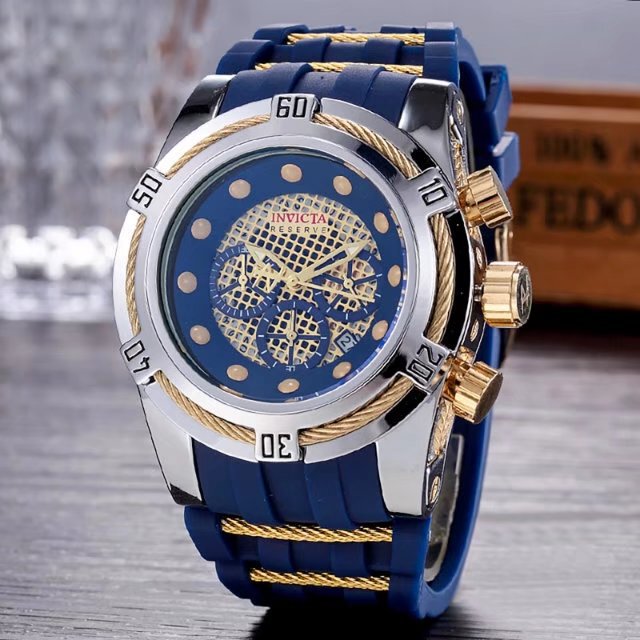 2019 foreign trade high quality foreign trade invicta large dial steel band quartz men's watch