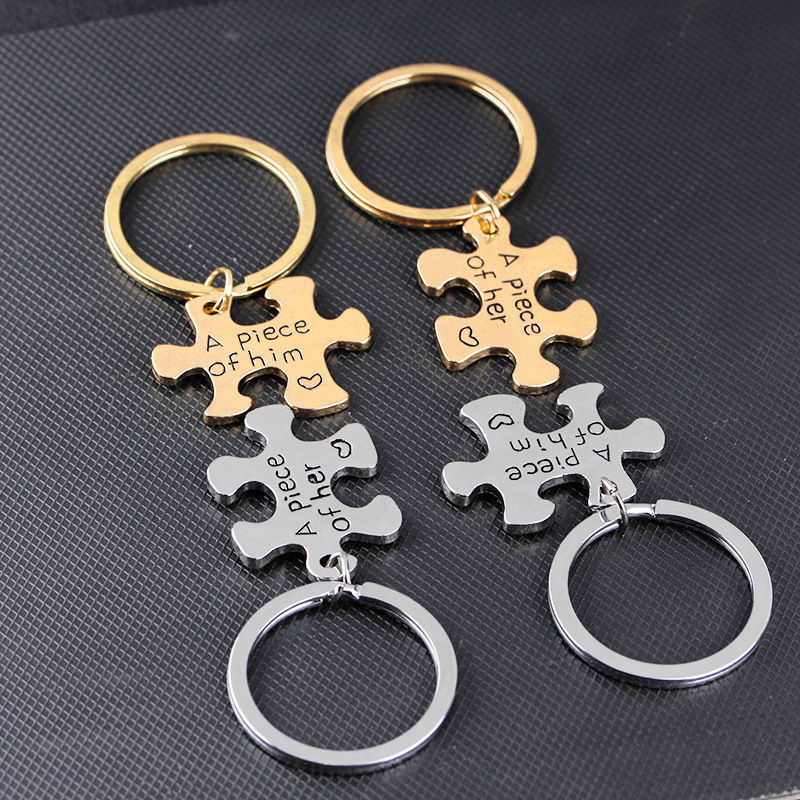 Fashion Letter Puzzle Couple Set Keychain display picture 2