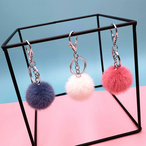 Plush Car Keychain Candy Color Cute Bag Charm Creative Small Gift Cartoon Accessory