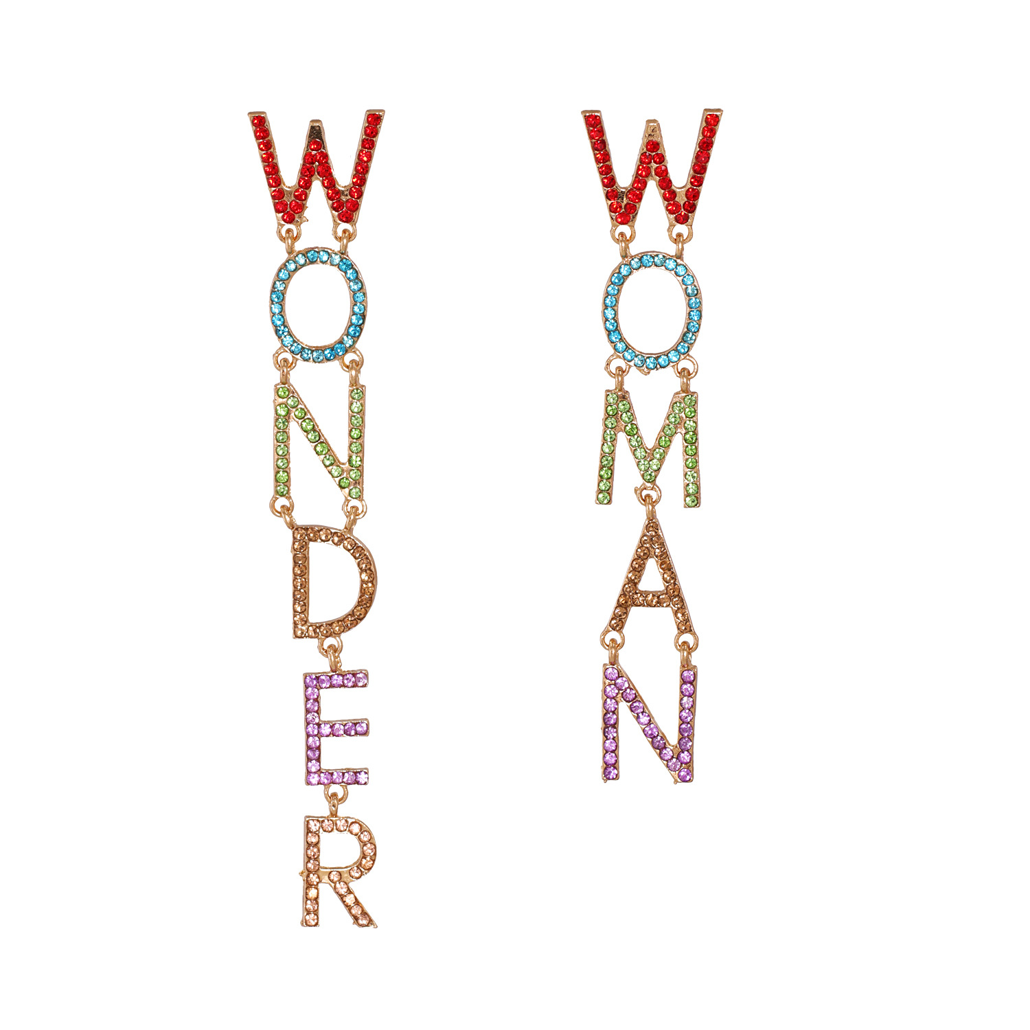 English Letter Wonder Woman Earrings display picture 5