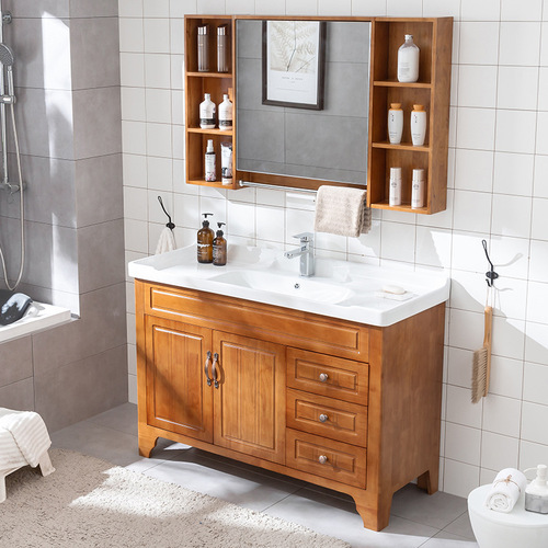 Manufacturer wholesale oak bathroom cabinet floor-standing bathroom cabinet high-end waterproof and moisture-proof bathroom washbasin combination cabinet