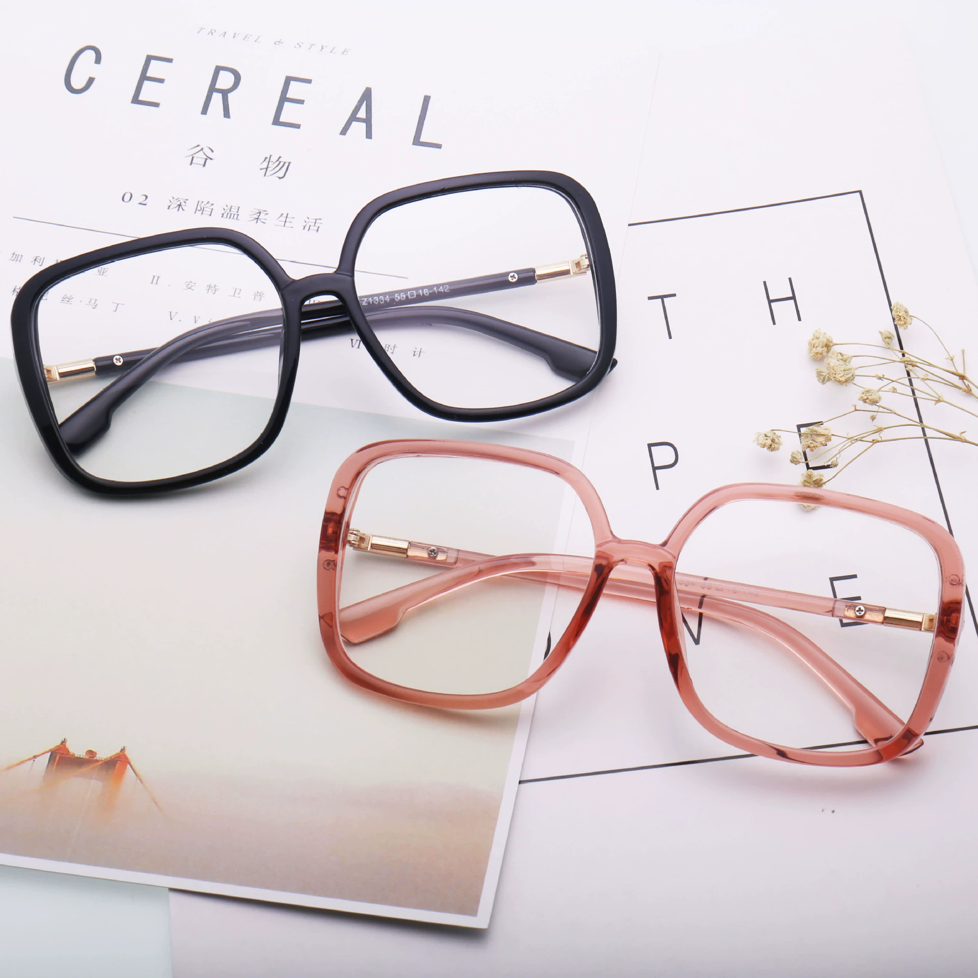 Retro square thick frame glasses for women ins with big face and slimming without makeup artifact internet celebrity Korean version myopia frame Z1334