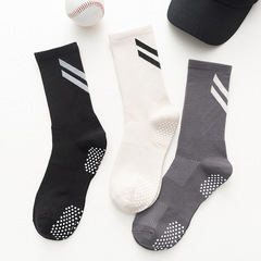 Running Fitness Socks for Men, Mid-Calf, Non-Slip with Adhesive Soles, Baseball Socks for Adults, Durable, Breathable Training Cotton Socks