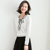 Spring and summer fashion bow long sleeve outerwear women’s thin sweater