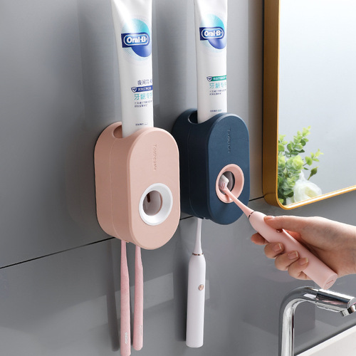 Toothpaste squeeze artifact bathroom toothbrush storage rack fully automatic toothpaste squeezer set suction wall-mounted no punching