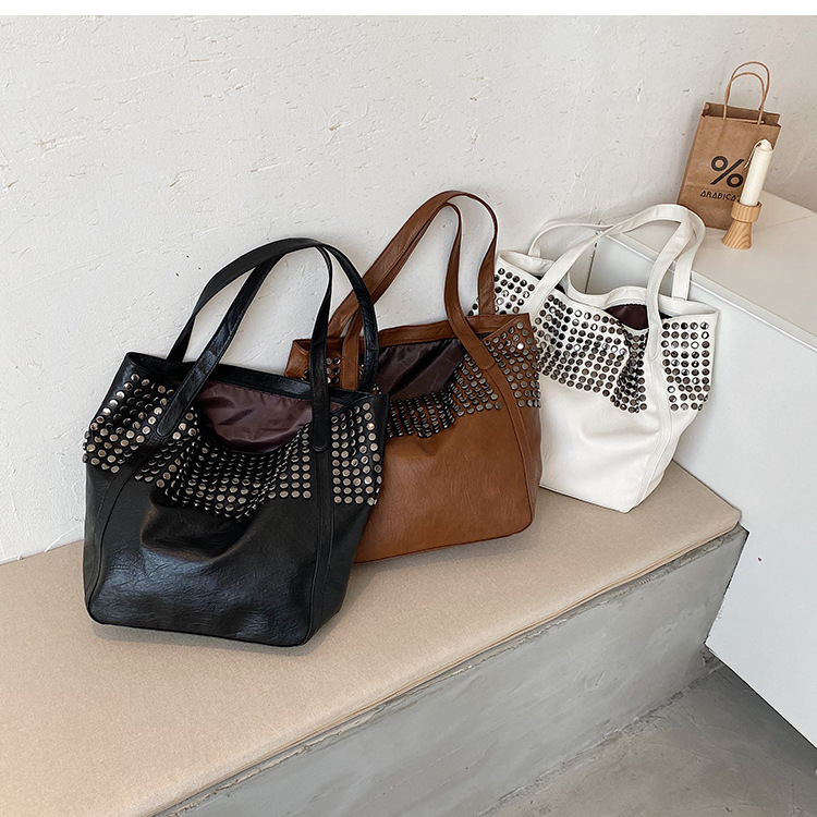 Large Size Women's Large Pu Leather Solid Color Streetwear Square Zipper Shoulder Bag Tote Bag