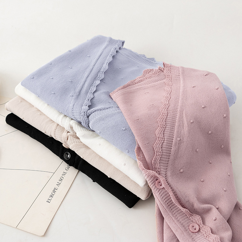 Summer ice silk sunscreen cardigan external needle sweater female thin section cool shawl seven-point sleeve air conditioning shirt white jacket
