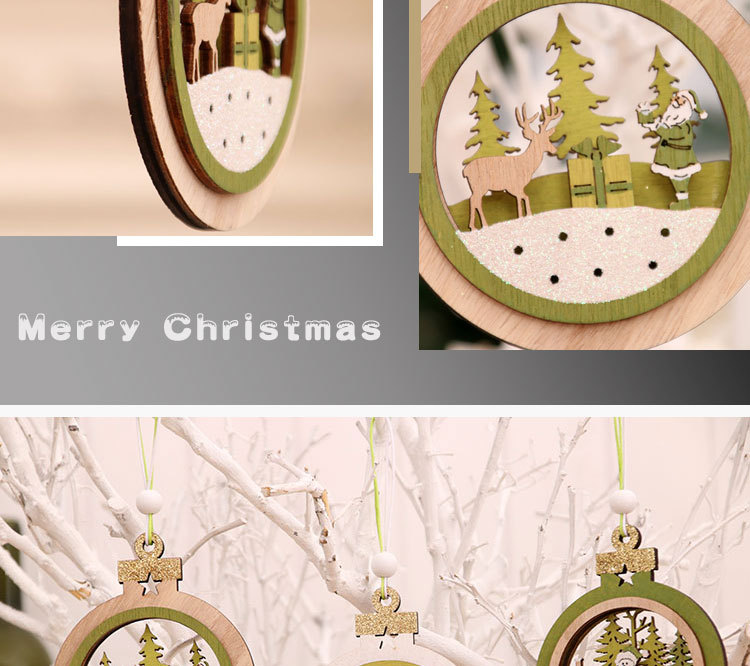 Fournitures De Décoration De Pendentif Arbre De Noël En Trois Dimensions En Bois Creux display picture 8