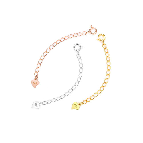 925 sterling silver necklace extension chain bracelet tail chain diy jewelry accessories chain adjustment length manufacturer wholesale