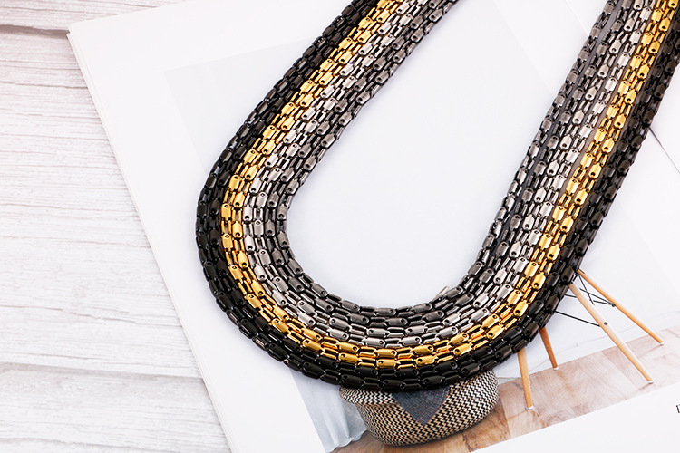 Street Occasion 304 Stainless Steel Material PVD Coated 18K Gold Plated Solid Color Titanium Steel Fashion Waterproof Non Tarnish Necklace
