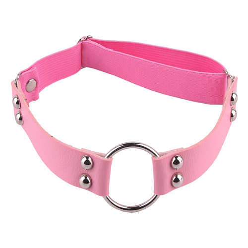 Japanese and Korean soft girl sexy PU wide thigh circle leg chain Internet celebrity trendy female leather big ring mushroom nail leg ring