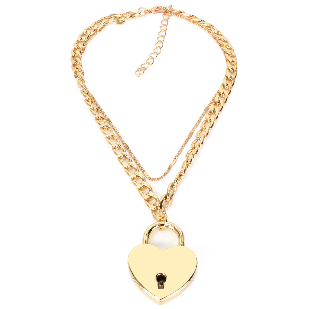 Fashion  Simple Love Lock Pendant Necklace Female Heart Pendant Necklace  Nihaojewelry Wholesale display picture 3
