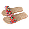 Slippers, footwear indoor, non-slip ethnic cute slide with bow, ethnic style