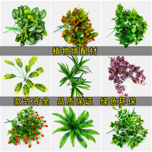 仿真植物插花塑料装饰植物墙配件尤加利波斯叶绿萝假花草阳台美化
