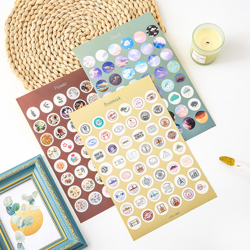 ins Morandi color earth color sealing stickers style colorful polka dot stickers handbag peripheral card stickers photo stickers