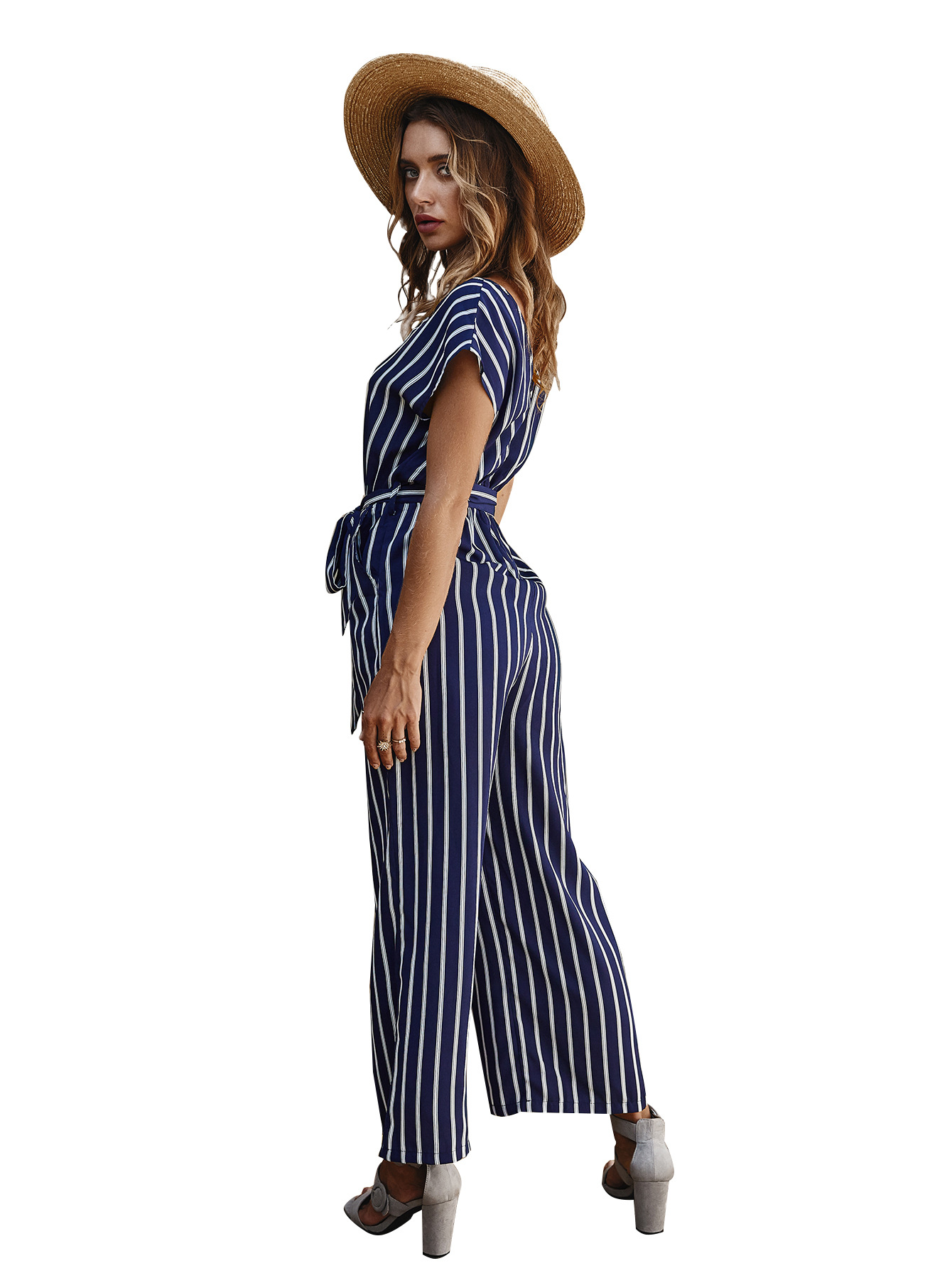 Higher quality casual stripe printed jumpsuit  NSDY8226