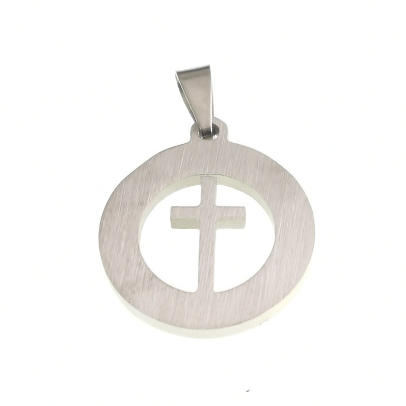 Collier pendentif croix mode acier titane zircon pour femme_voghion.com