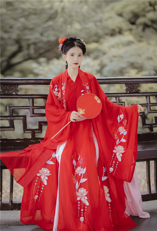 Hanfu ancient women country cross collar waist Ru skirt wide sleeve red super fairy can wear
