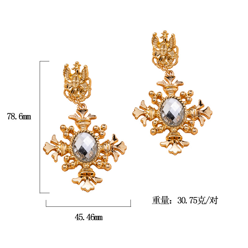 Hot-selling Retro Geometric Palace Alloy Diamond Earrings display picture 1