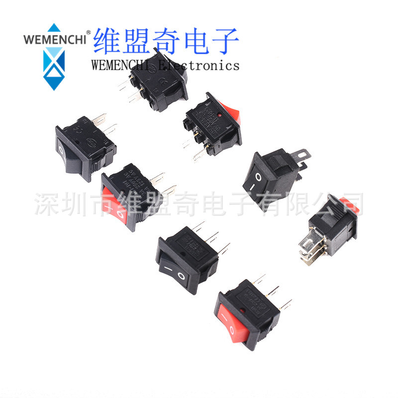 KCD11/5微型小船形开关 电源铜脚铁脚3脚2档2脚 黑色红色船型翘板