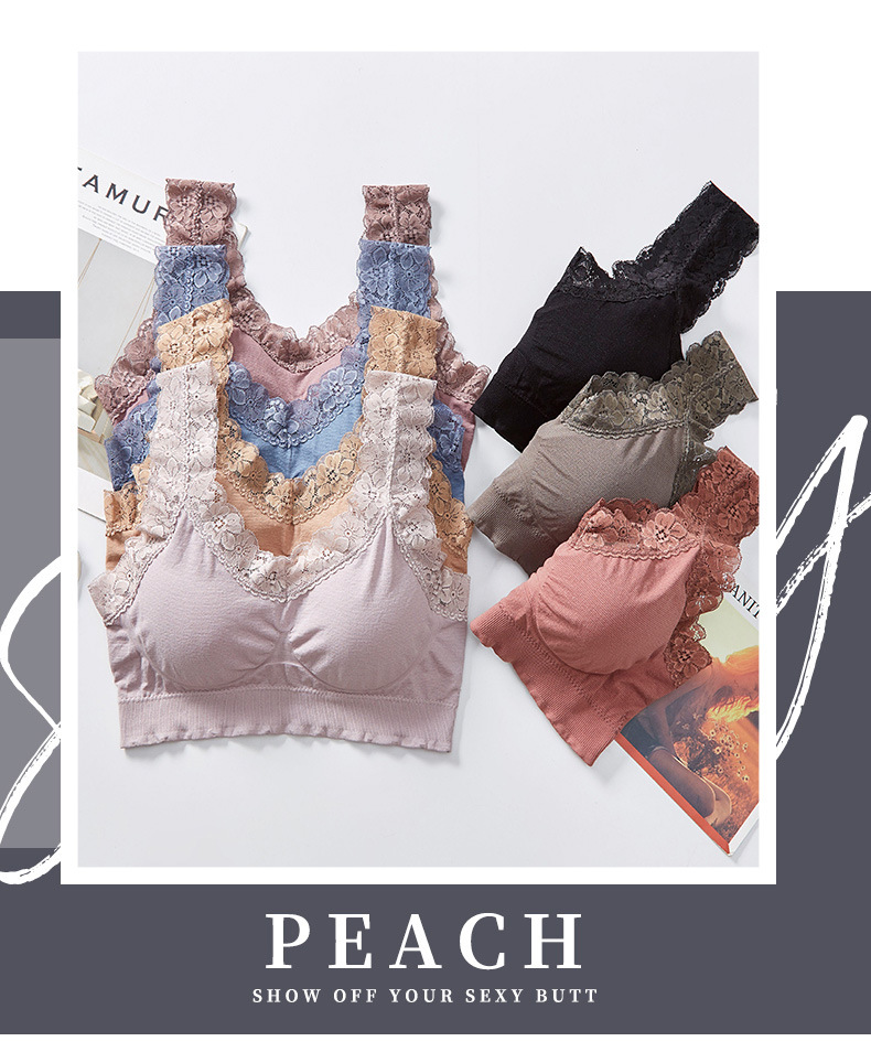 The popular lace queen with wide shoulder straps, pure cotton lining, beautiful back wrap around the chest, no steel rings to prevent exposure, sporty yoga strapless detail image 11