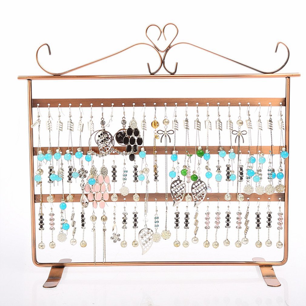 Hot Sale Drei Schicht Ige Ohrringe Display Rack Ohrringe Aufbewahrung Sregal Schmiedeeisen Schmuck Display Rack Doppelseitige Ohrring Rack display picture 2