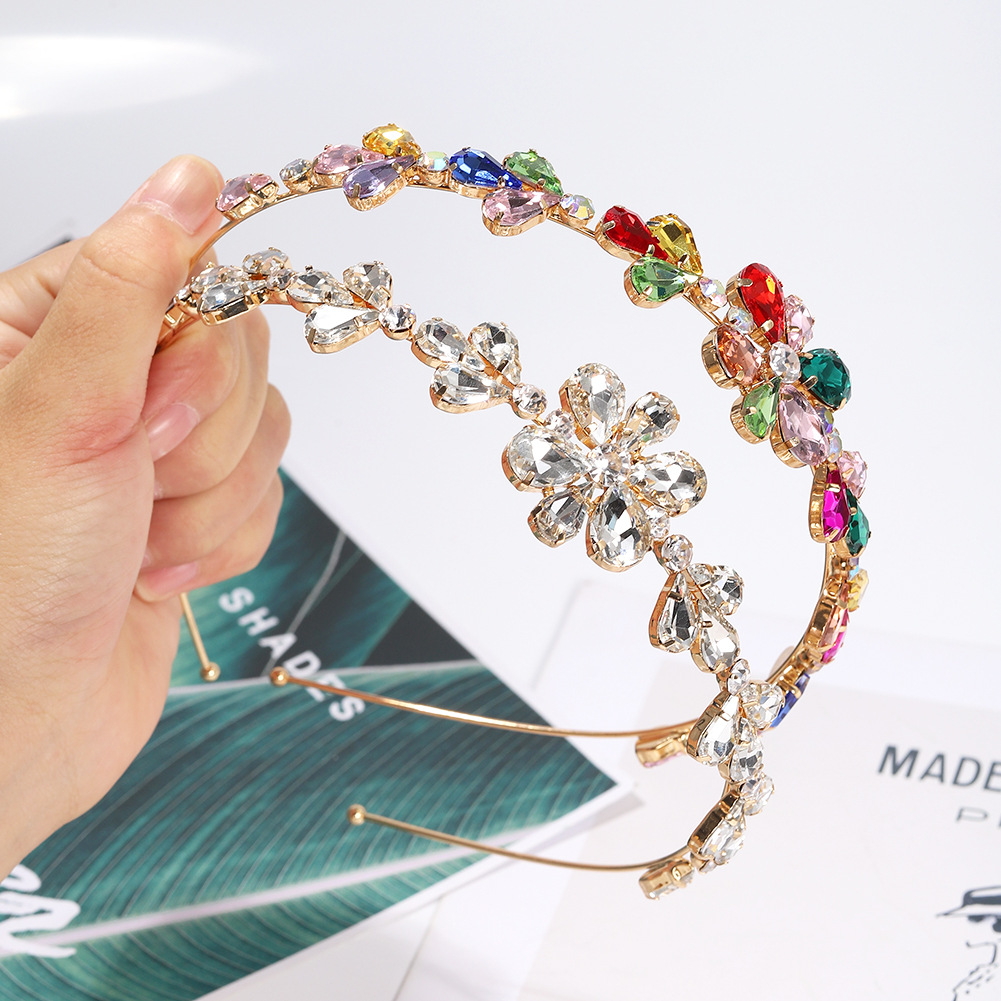 High-level Hair Accessories Baroque Full Diamond Rhinestone Retro Alloy Thin-side Headband display picture 7