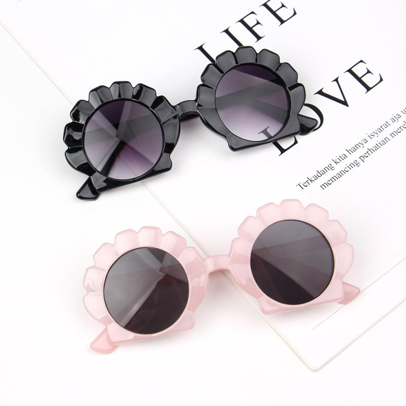 Special-Shaped Mirror Glasses Style Holiday, Beach Occasion Vacation Shell UV400 Protection Resin Special-Shaped Mirror Full Frame Kids Sunglasses