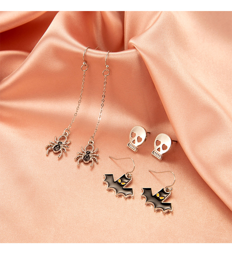 Women'S Gender Plating Design Halloween Fashion Skull Plating Alloy Artificial Gemstones Earrings