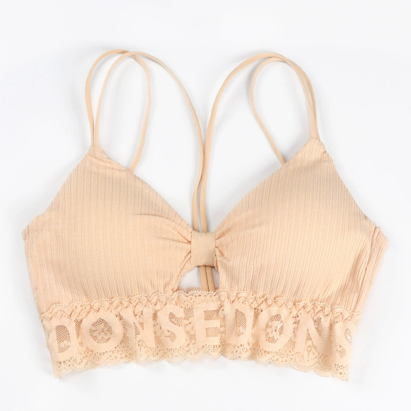 Lace Tube Top Bralette, Push-Up Wireless Bra Top, French-Style, One Size (Women)