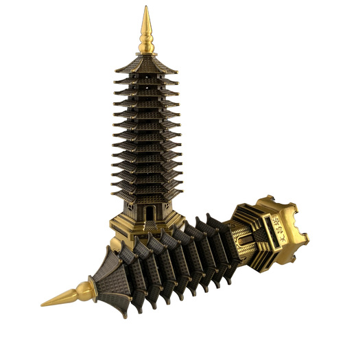 Source manufacturer wholesale machine die-casting brass Wenchang Tower 9 ninth floor 13 thirteenth floor Wenchang Tower ornaments