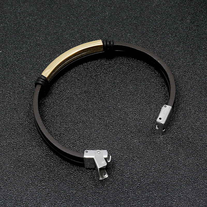 simple smooth stainless steel menu0027s leather bracelet